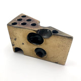 Brass 1970s Swiss Cheese Paperweight Pen Holder
