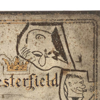 C. 1920s-30s Chesterfield Tin with Scratched Cartoon Drawings Signed Walter