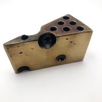 Brass 1970s Swiss Cheese Paperweight Pen Holder