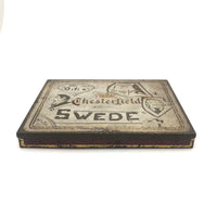 C. 1920s-30s Chesterfield Tin with Scratched Cartoon Drawings Signed Walter