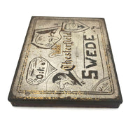C. 1920s-30s Chesterfield Tin with Scratched Cartoon Drawings Signed Walter