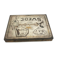C. 1920s-30s Chesterfield Tin with Scratched Cartoon Drawings Signed Walter