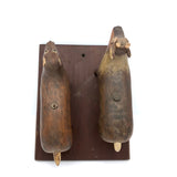 Wounded but Wonderful Old Folk Art Carved Deer Couple