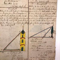 Exceptional Earlyish 19th Century Trigonometry Notebook with Watercolor Illustrations