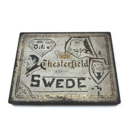 C. 1920s-30s Chesterfield Tin with Scratched Cartoon Drawings Signed Walter
