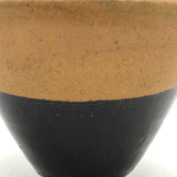 Ochre and Shiny Black Glazed Studio Pottery Cup/Bowl/Small Planter