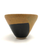 Ochre and Shiny Black Glazed Studio Pottery Cup/Bowl/Small Planter
