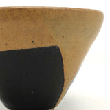Ochre and Shiny Black Glazed Studio Pottery Cup/Bowl/Small Planter