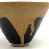 Ochre and Shiny Black Glazed Studio Pottery Cup/Bowl/Small Planter