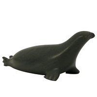 Inuit Dark Green Soapsone Carved Seal or Sea Lion