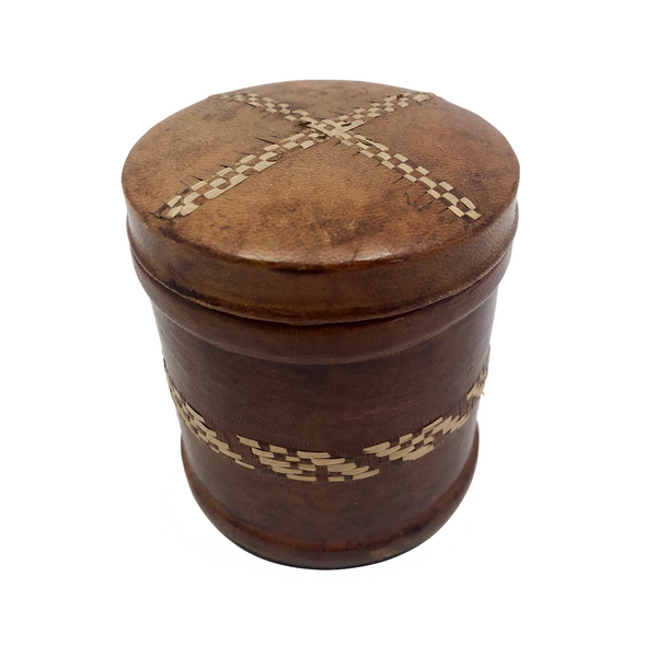 Handmade Woven Leather Covered Cigarette Tin