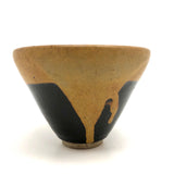 Ochre and Shiny Black Glazed Studio Pottery Cup/Bowl/Small Planter