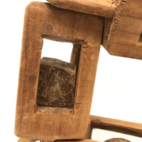 Giant Old Carved Pine Triple Ball in Cage Whimsy