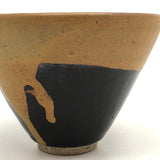 Ochre and Shiny Black Glazed Studio Pottery Cup/Bowl/Small Planter