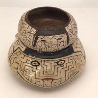 Pair of Peruvian Shipibo Pottery Stacking Bowls with Faces - reserved for SS