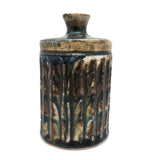 Mid-Century Otagiri, Japan Ribbed Stoneware Budvase with Drippy Marbled Glazing