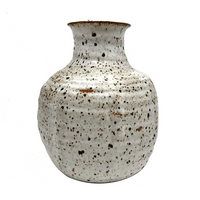 Vintage Studio Pottery White Slip Glazed Subtly Faceted Stoneware Vase
