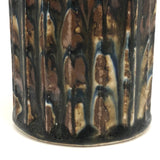 Mid-Century Otagiri, Japan Ribbed Stoneware Budvase with Drippy Marbled Glazing