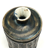 Mid-Century Otagiri, Japan Ribbed Stoneware Budvase with Drippy Marbled Glazing