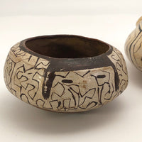 Pair of Peruvian Shipibo Pottery Stacking Bowls with Faces - reserved for SS