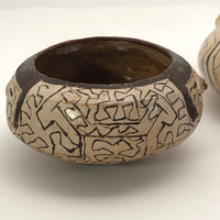 Pair of Peruvian Shipibo Pottery Stacking Bowls with Faces - reserved for SS