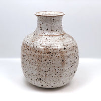 Vintage Studio Pottery White Slip Glazed Subtly Faceted Stoneware Vase