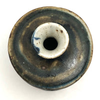 Mid-Century Otagiri, Japan Ribbed Stoneware Budvase with Drippy Marbled Glazing