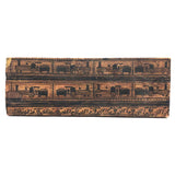 Charming, Curious Black ink on Wood Repeat Drawing of Coal Train and Driver