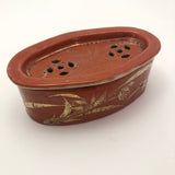 Chinese Antique Porcelain Cricket Box with Gold Painted Text and Decoration