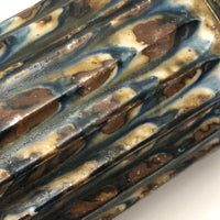 Mid-Century Otagiri, Japan Ribbed Stoneware Budvase with Drippy Marbled Glazing