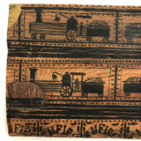 Charming, Curious Black ink on Wood Repeat Drawing of Coal Train and Driver