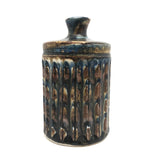 Mid-Century Otagiri, Japan Ribbed Stoneware Budvase with Drippy Marbled Glazing