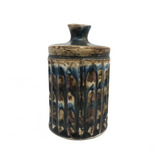 Mid-Century Otagiri, Japan Ribbed Stoneware Budvase with Drippy Marbled Glazing