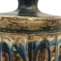 Mid-Century Otagiri, Japan Ribbed Stoneware Budvase with Drippy Marbled Glazing