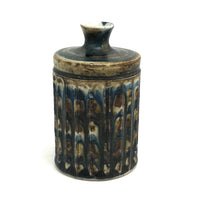 Mid-Century Otagiri, Japan Ribbed Stoneware Budvase with Drippy Marbled Glazing