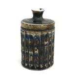 Mid-Century Otagiri, Japan Ribbed Stoneware Budvase with Drippy Marbled Glazing