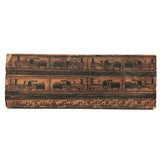 Charming, Curious Black ink on Wood Repeat Drawing of Coal Train and Driver