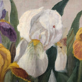 Lovely Old Oil on Canvas Iris Painting