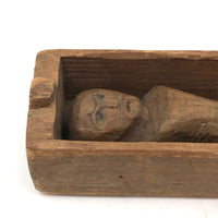 Antique Folk Art Carved Man in Coffin Box