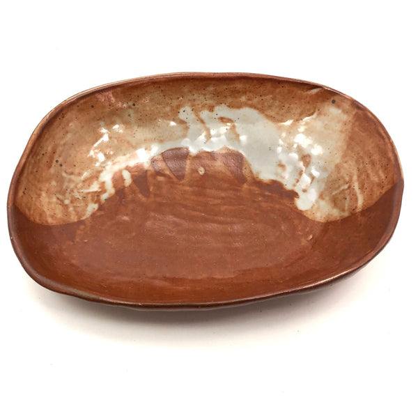 Shino Glazed Signed Studio Pottery Hand-formed Shallow Bowl