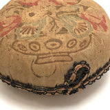 Old Printed Linen and Lace "Get Hot" Pin Cushion