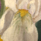 Lovely Old Oil on Canvas Iris Painting