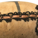 Old Printed Linen and Lace "Get Hot" Pin Cushion