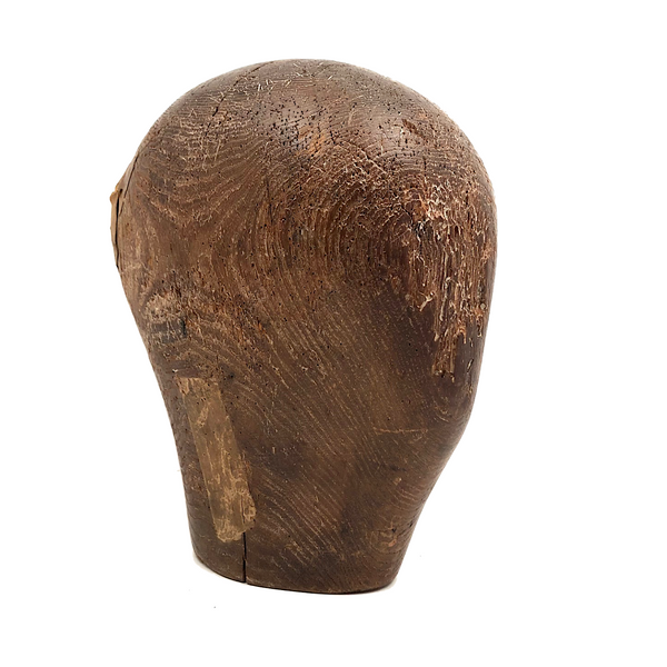 Evocative Much Used Antique Wooden Milliner's Head Form