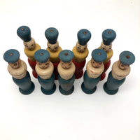 French Soldiers and Sailors Painted Wooden Skittle Set