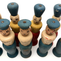 French Soldiers and Sailors Painted Wooden Skittle Set