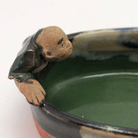 RESCUE: Japanese Sumida Gawa Pottery Bowl with Figure