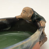 RESCUE: Japanese Sumida Gawa Pottery Bowl with Figure