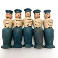 French Soldiers and Sailors Painted Wooden Skittle Set