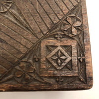 Finely Chip-Carved Dark-Stained Wooden Box